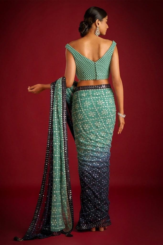Heavy Fox Georgette With Peddling Print And 7.MM Sequence + MultiðŸ”– Work In Allover Saree For Women