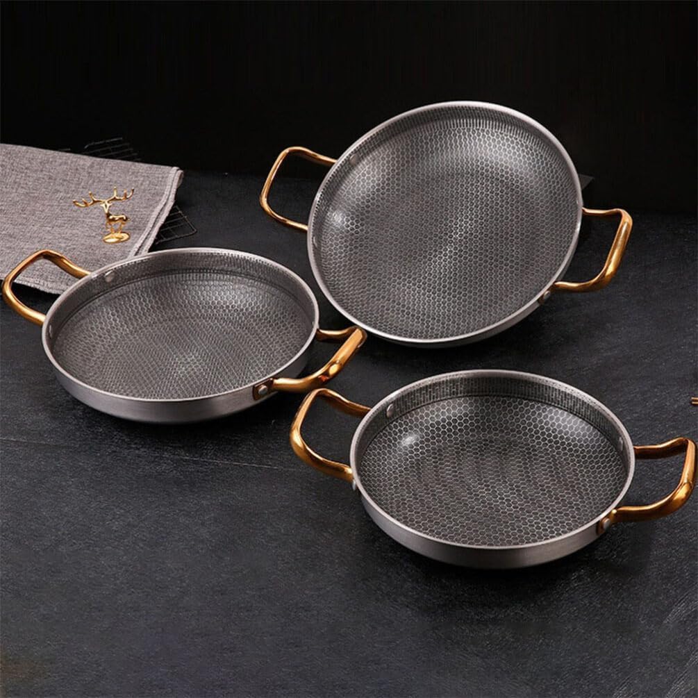 24cm Stainless Steel Seafood Frying Pan – Versatile Honeycomb Nonstick Griddle, Perfect for Frying,Frying Pan Griddle, and Grilling,Easy-Clean Cooking Pan
