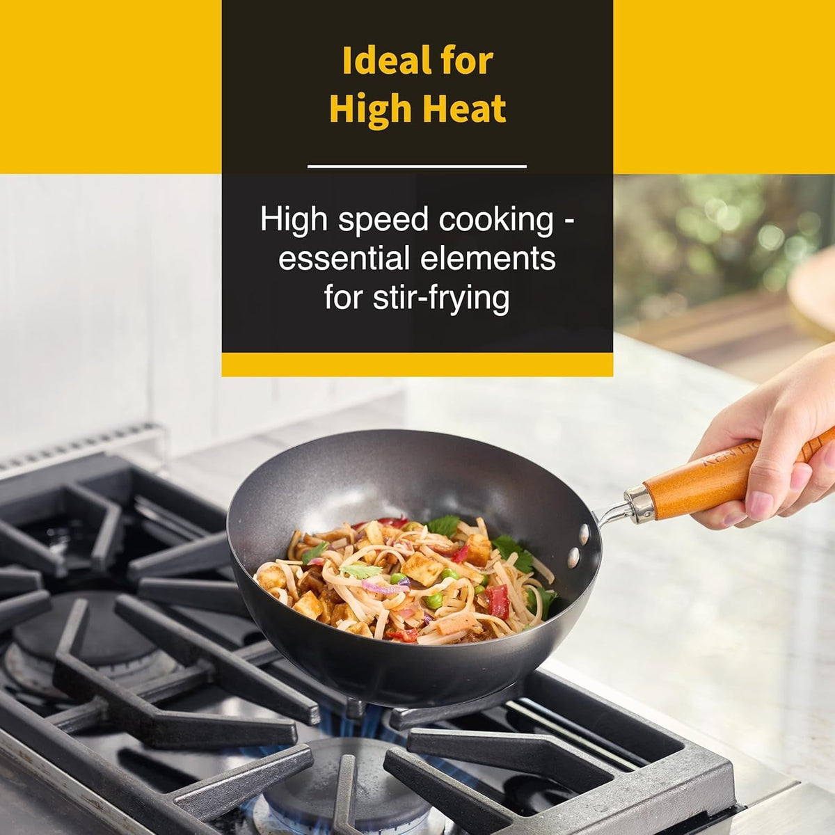 Non-Stick Fry & Chinese – Loha Kadhai, Durable Non-Stick Coating for Easy Cooking and Cleaning Induction Compatible Fry