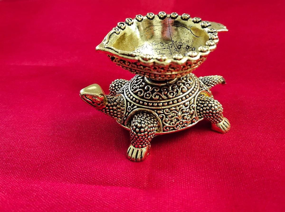Brass Turtle Diya for Puja | Traditional Oil Lamp for Pooja Room and Home Décor