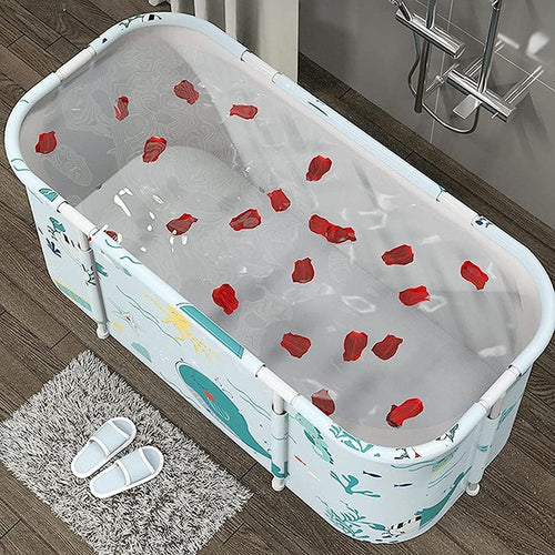 Adult Folding Bathtub Portable Soaking BathTub Collapsible Family Spa Bath Barrel Maintaining Hot & Cold Temperature With Hole & Thicken Layer For Home Hot Water & Ice Bath(Multicolor)