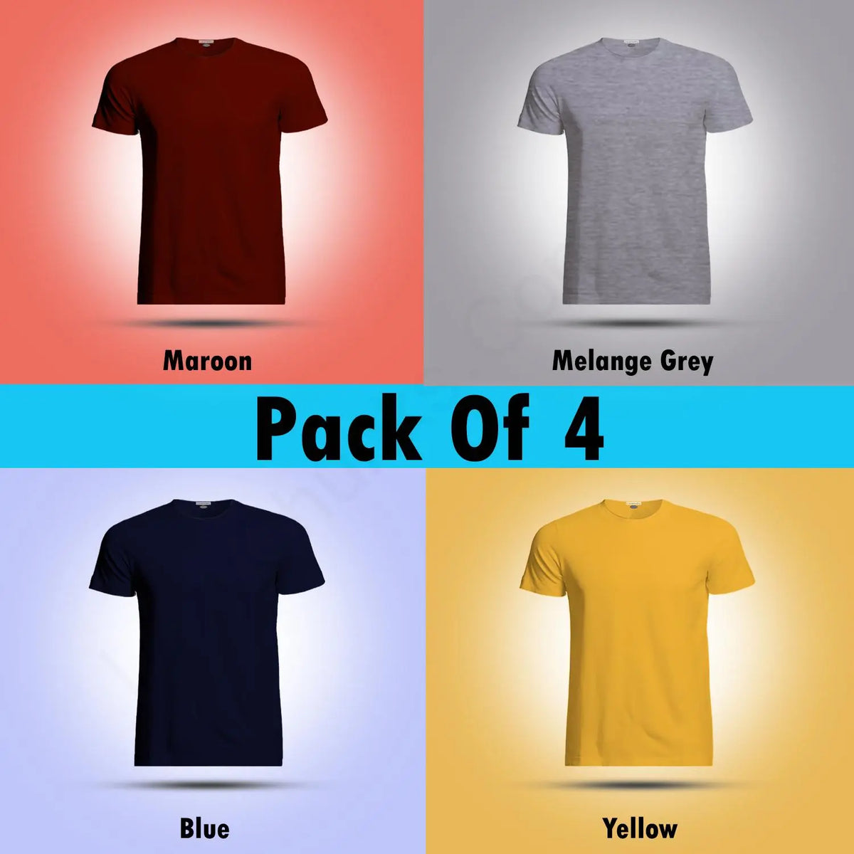 Men’s Cotton Solid Half Sleeves T-Shirt Pack Of 4