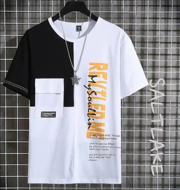 Men’s Cotton Printed Half Sleeves Pocket Style Round Neck T-Shirt