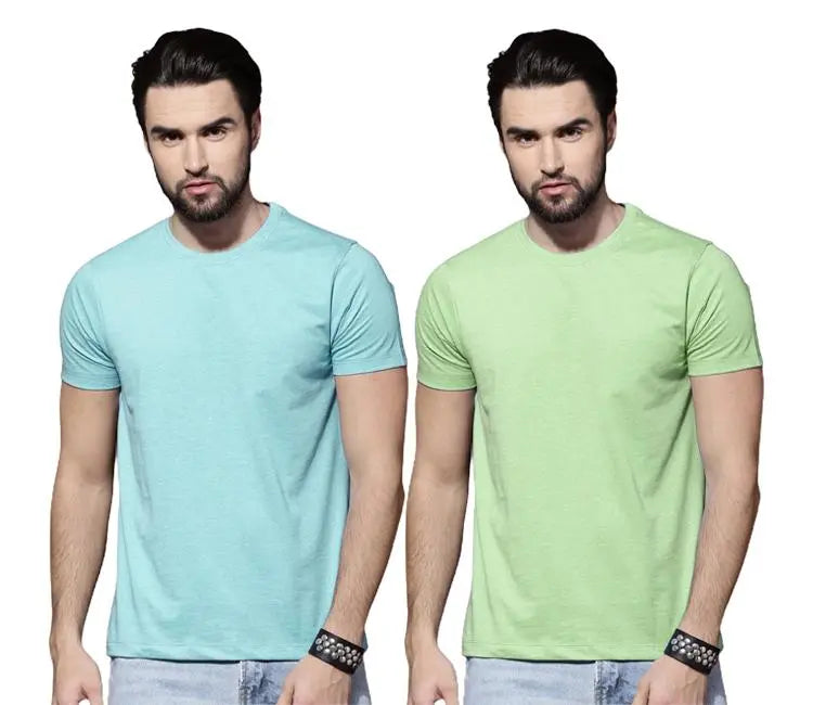 Men’s Cotton Solid Half Sleeves Round Neck T-Shirt Pack Of 2