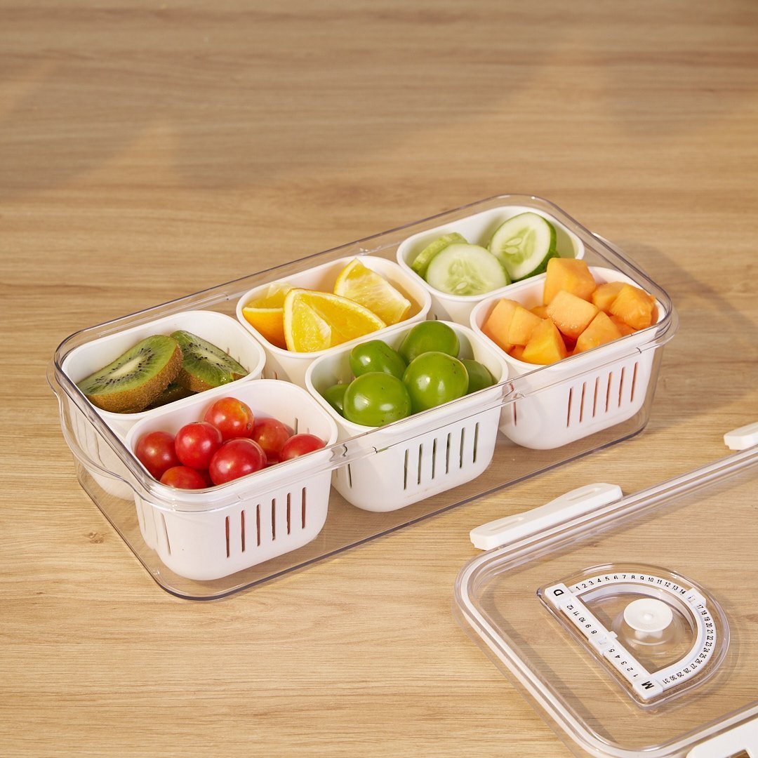Multi Compartment Transparent Storage Box (6-GRID)