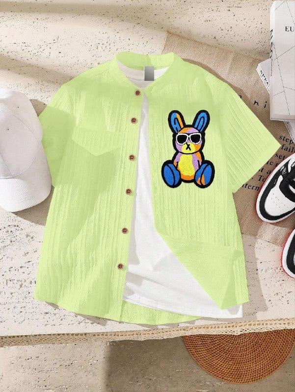 Froquiliz Cool Bunny Embroidered Shirt for Boys