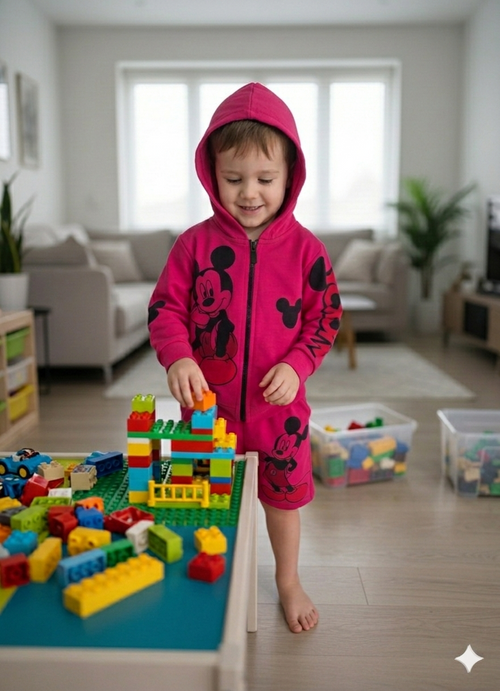 Trendy Cartoon Print Baby Hoodie & Shorts Set