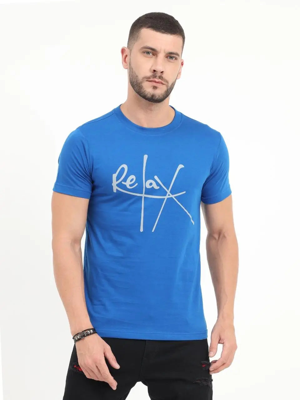 Men’s Cotton Printed Half Sleeves Round Neck T-Shirt