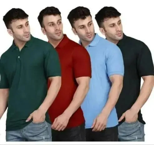 Men’s Matty Solid Half Sleeves Polo T-Shirt (Pack Of 4)