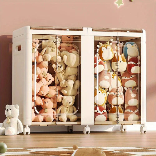 Multi-Use Foldable Transparent Storage Box with Wheels