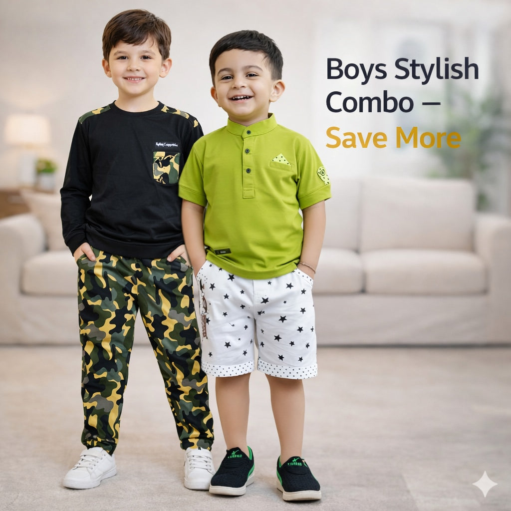 Camo Black & Lime Star Boys Combo Pack