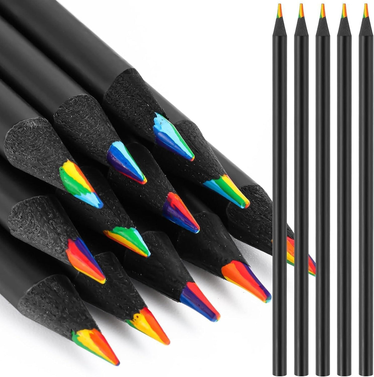 12 Pcs Rainbow Color Wooden Pencils for Kids & Adults – Multi-Color Pre-Sharpened Drawing & Coloring Pencils