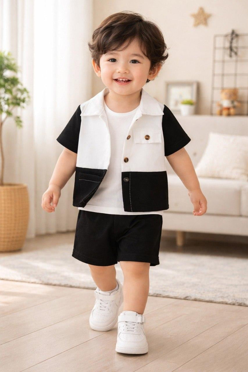 Toddler Boys Stylish Vest T-Shirt & Shorts Set