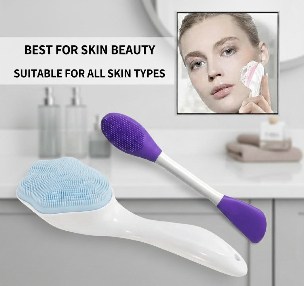2-in-1 Silicone Face Mask Applicator & Facial Cleansing Scrubber Brush – Soft Skin Care Tool