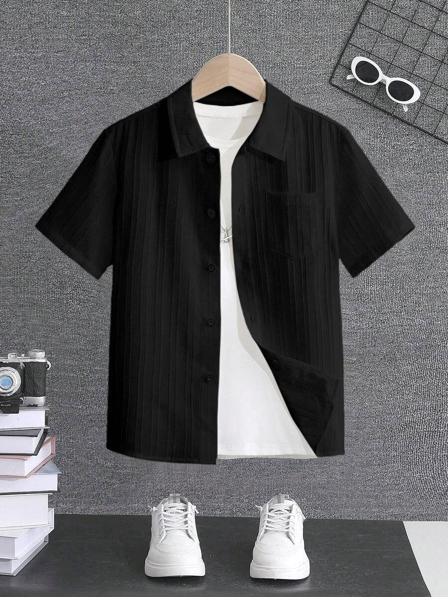 Froquiliz Boys Classic Black Half Sleeve Shirt