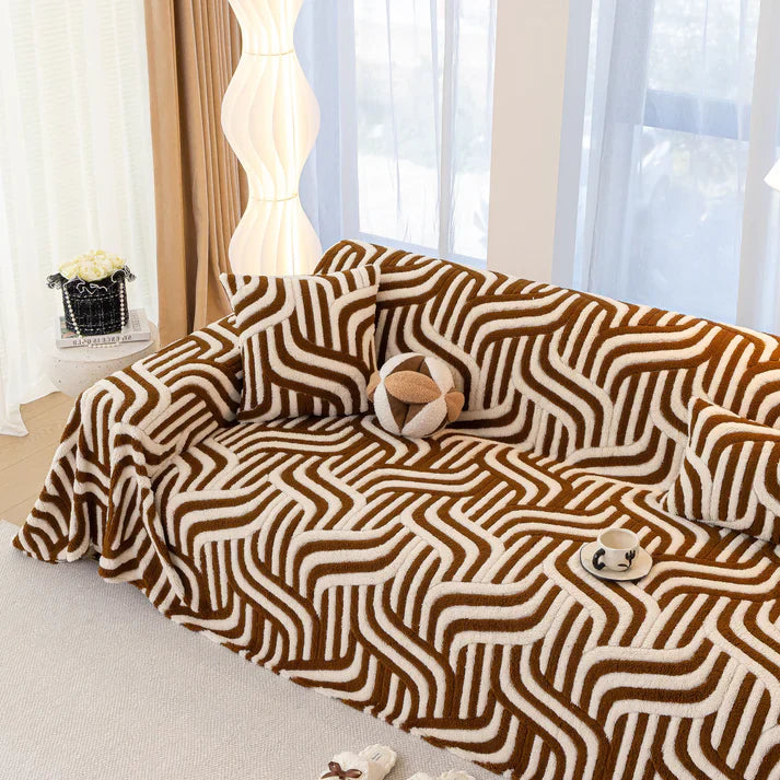 Brown Elegance Chenille Sofa Cover : [EM-SC-39]
