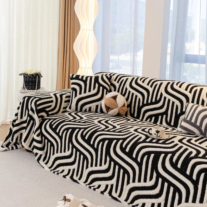 Black Elegance Chenille Sofa Cover : [EM-SC-39]