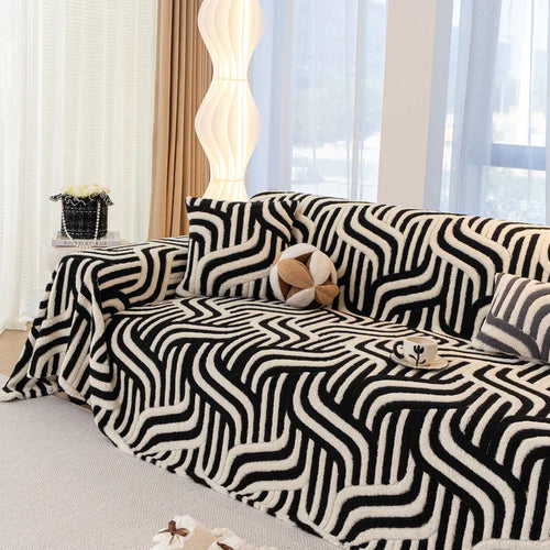 Black Elegance Chenille Sofa Cover : [EM-SC-39]