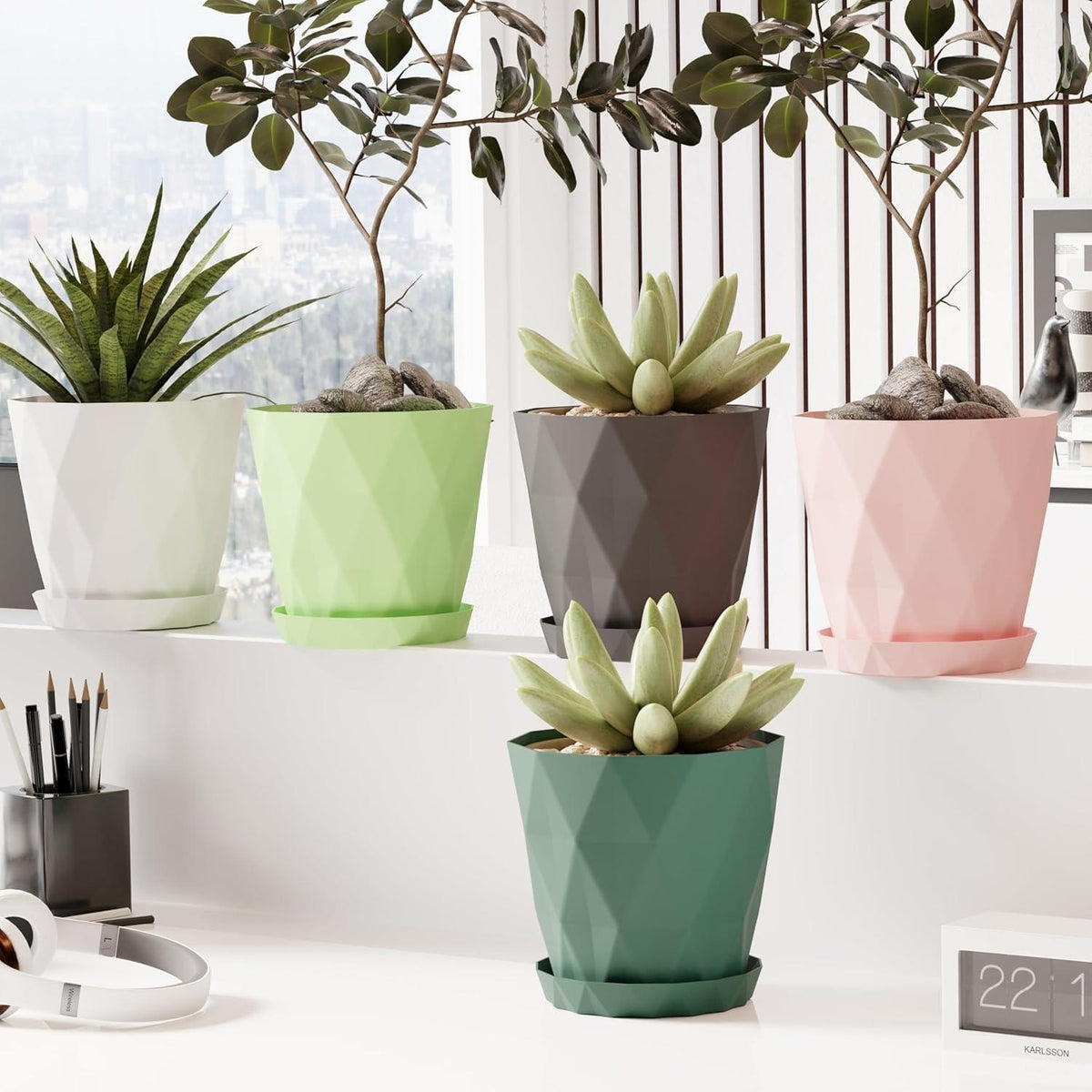 (Set of 5) 6-inch Decorative Planters – Multicolor