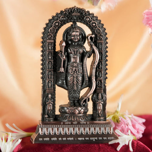 Metal Ram Lalla Murti, Gold, Medium, Religious Theme, Brass | Lord Ram Idol for Home Car Office (Copper)