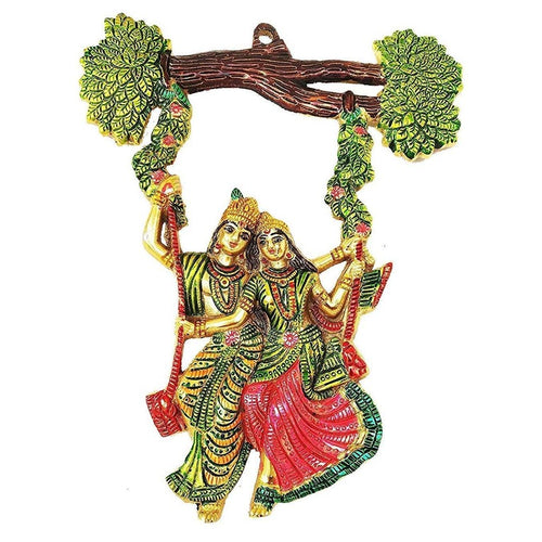 Colourful Radha Krishna Jhula Figure for Wall Hanging Showpiece (CS-1720031)