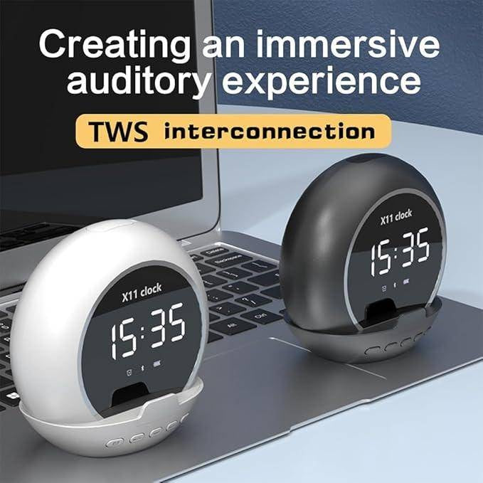 TWS Bluetooth Speaker Alarm Clock | Wireless Stereo Desk Clock Speaker