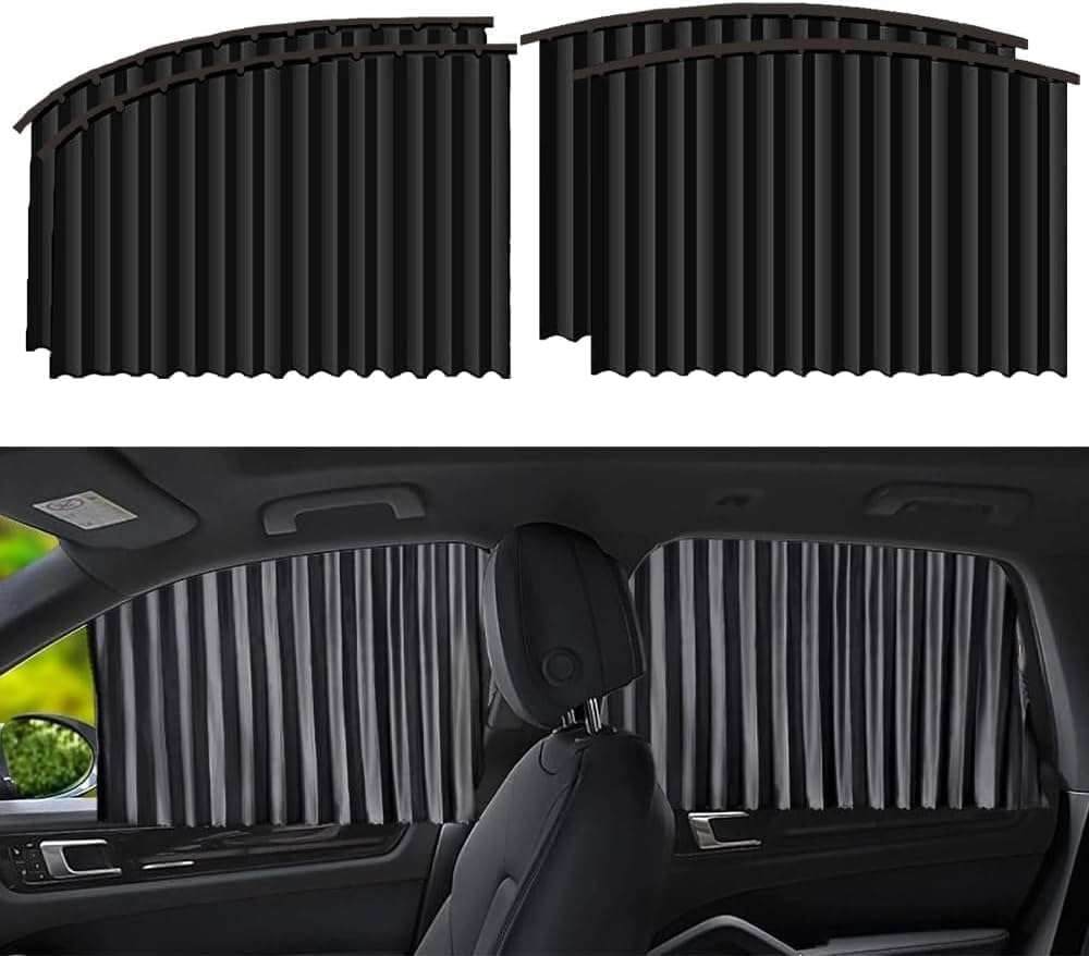 Premium Magnetic Car Window Sunshade Curtains – Set of 4 | Foldable UV Protection & Privacy Car Side Window Curtains