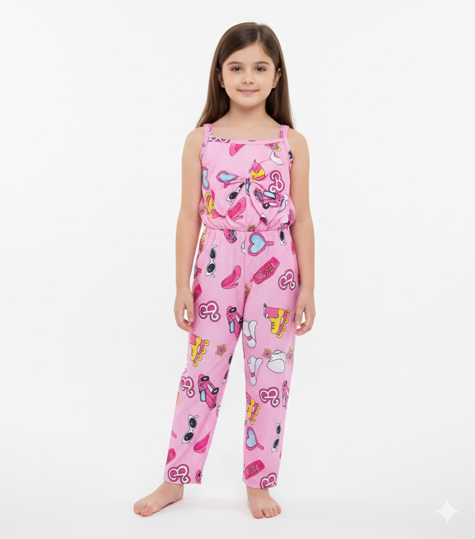 Froquiliz Pink Pop Girls Printed Jumpsuit