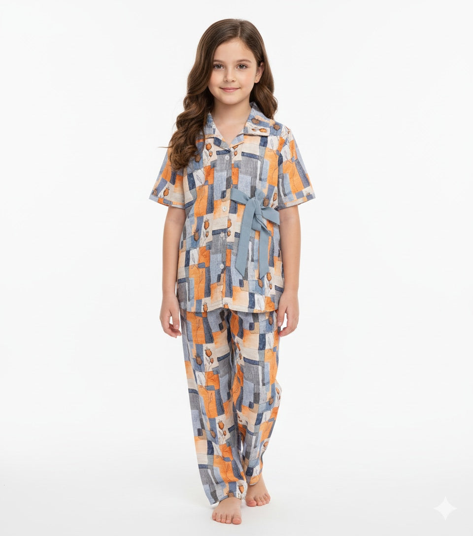 Froquiliz GeoCharm Girls Printed Night Suit