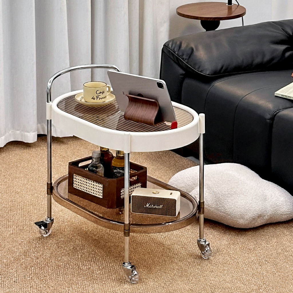 Multi-Tier Movable Side Table Storage Cart