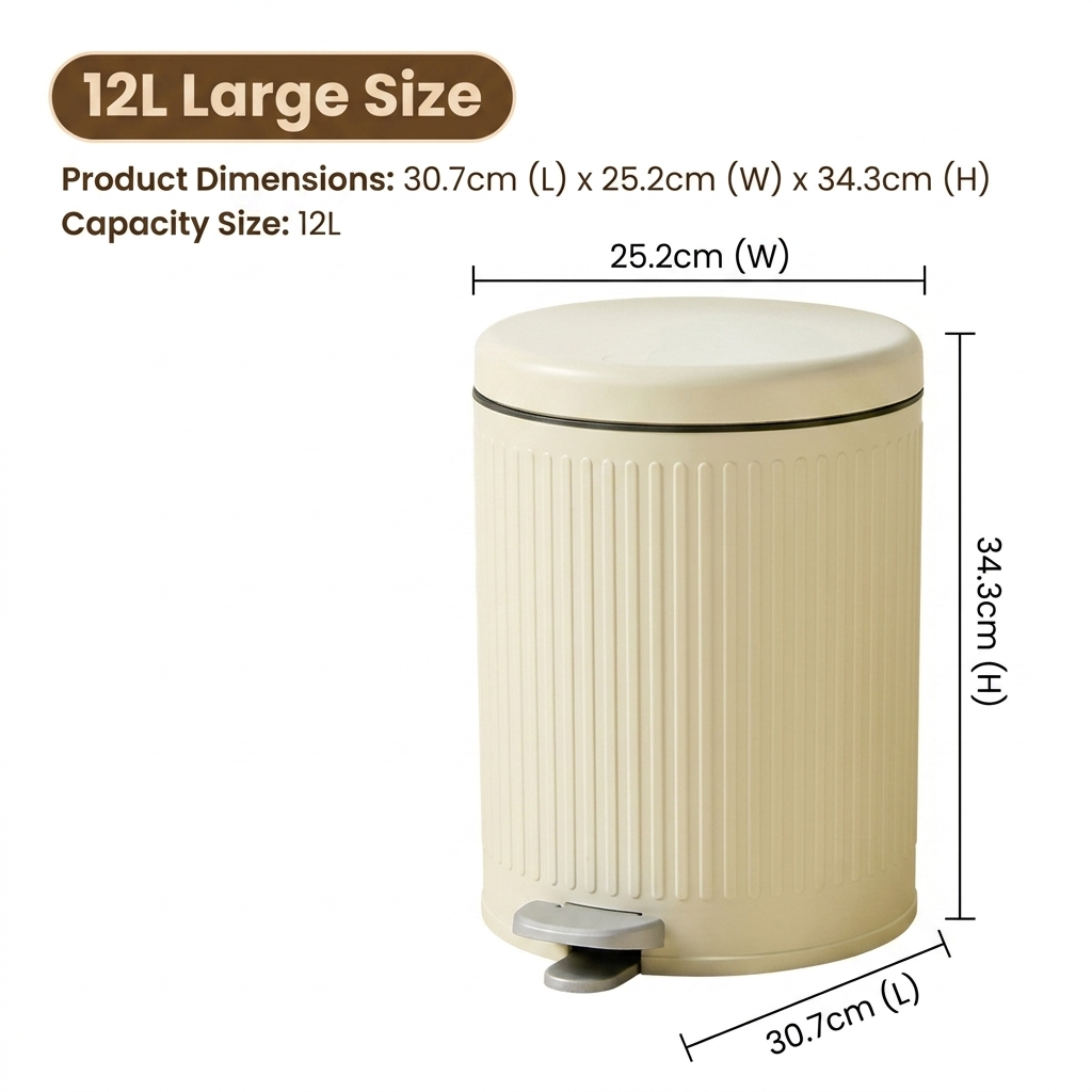 Stylish Pedal Trash Can with Covered Lid(12L)