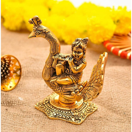 God Krishna Kanha ji Murti With Peacock Showpiece (CS-1636265)
