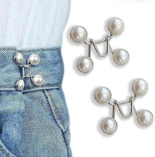 2 Pcs Denim Button Kit – White Pearl Design