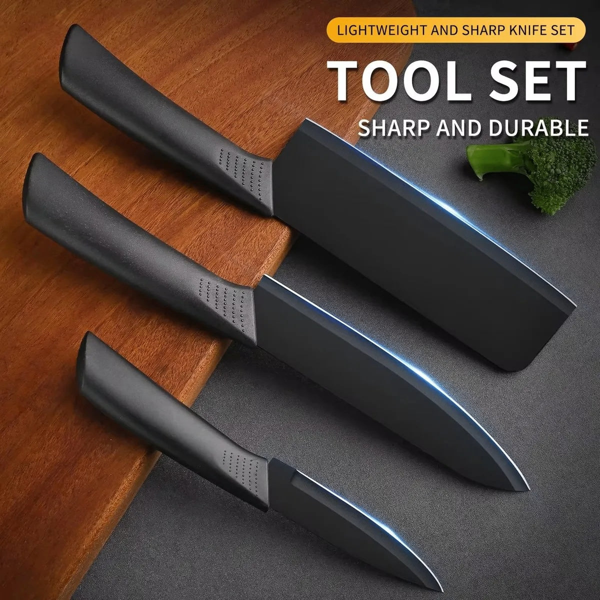 Professional Black Kitchen Knife Set – Precision, Style & Safety