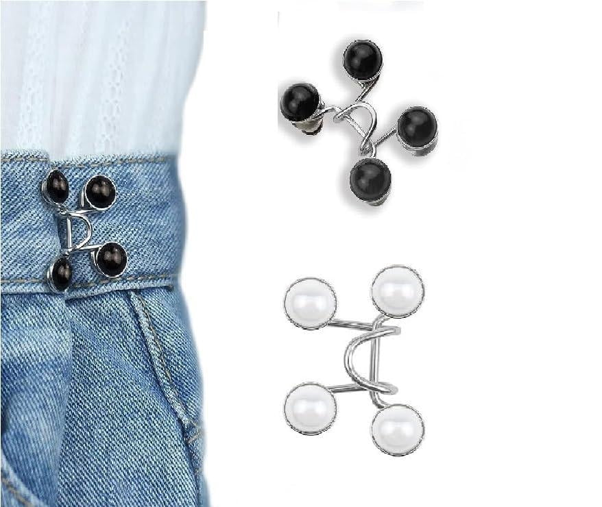 2 Pcs Denim Button Kit – Black & White Pearl Snap Buttons