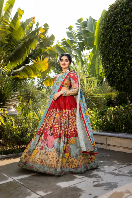 Marron color Printed Party Wear Lehenga choli