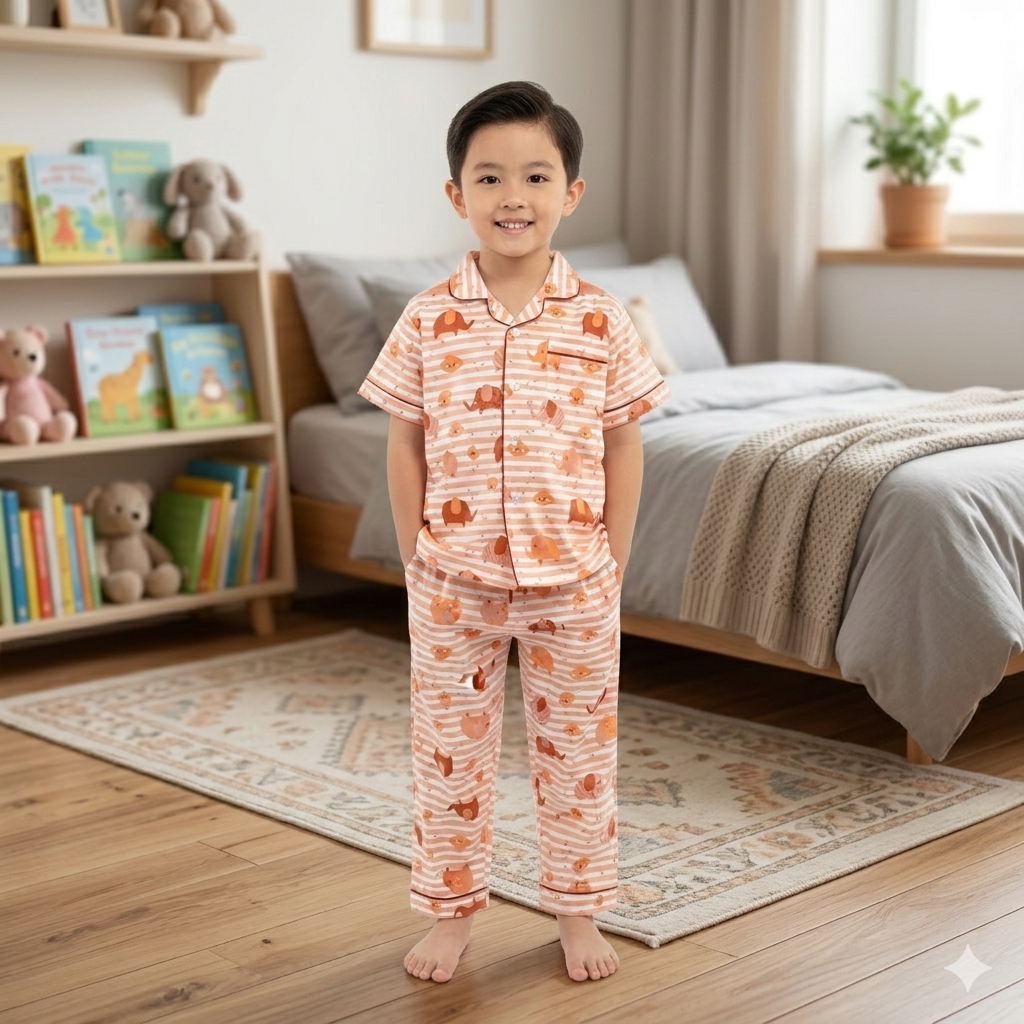 Froquiliz Boys Cute Elephant Print Nightwear Set