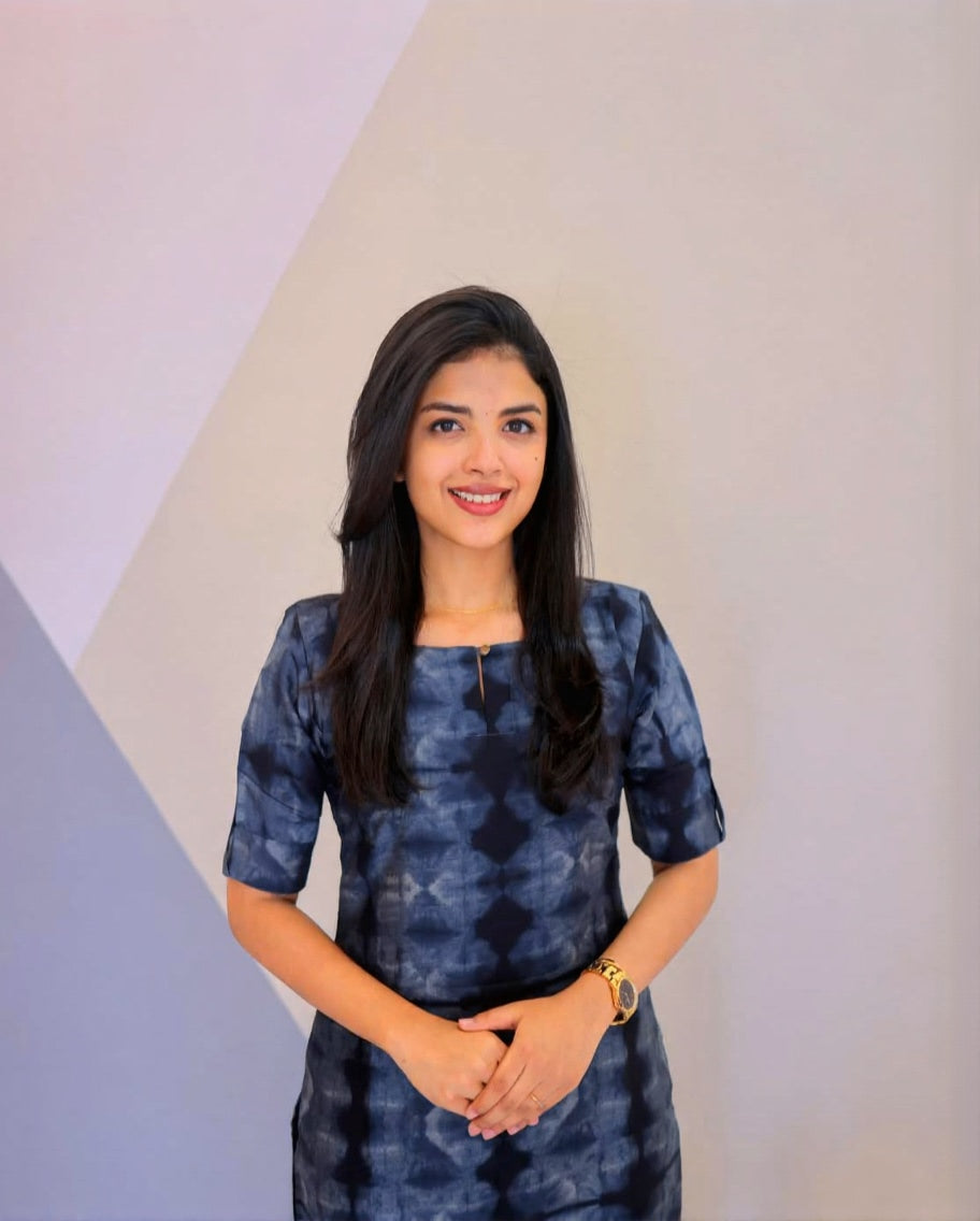 Blue Indigo Mirage Cotton Straight Kurti For Women