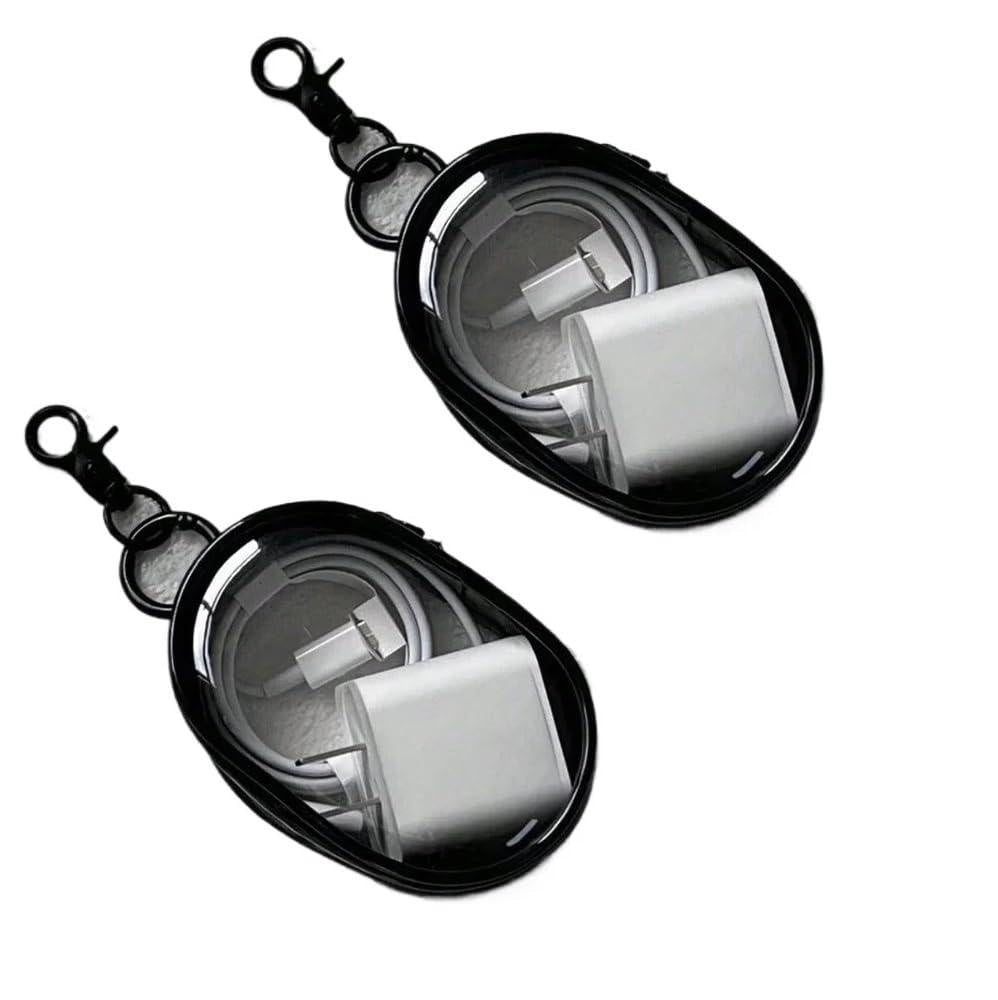 Pack Of 2 Black Transparent Cable & Earphone Storage Case