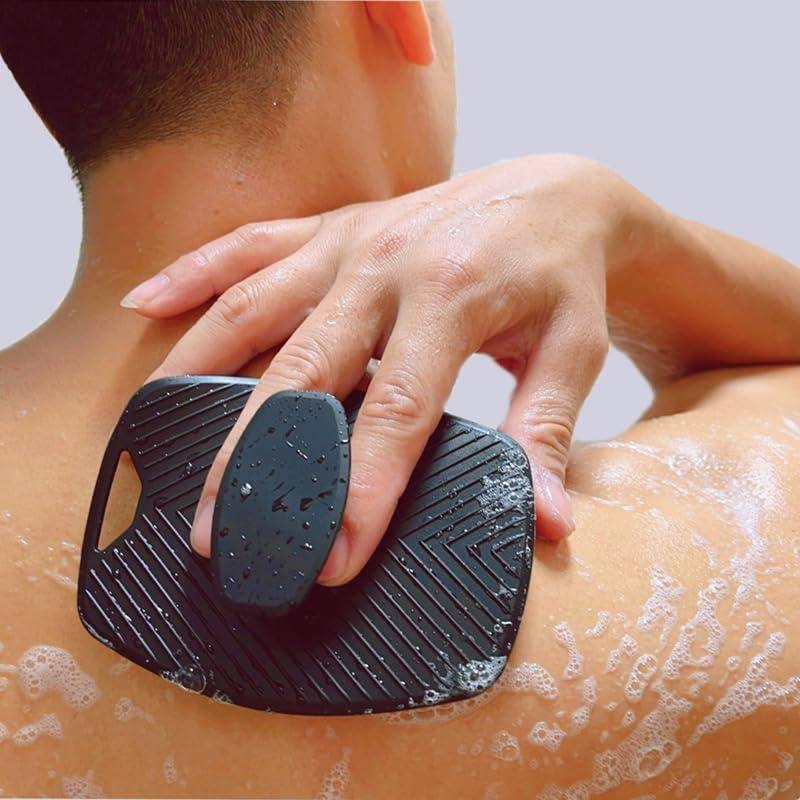 (Pack of 2) Silicone Body Scrubber & Exfoliating Bath Pad  | Anti-Slip Back Scrubber for Shower | Deep Cleansing & Massage Skin Brush