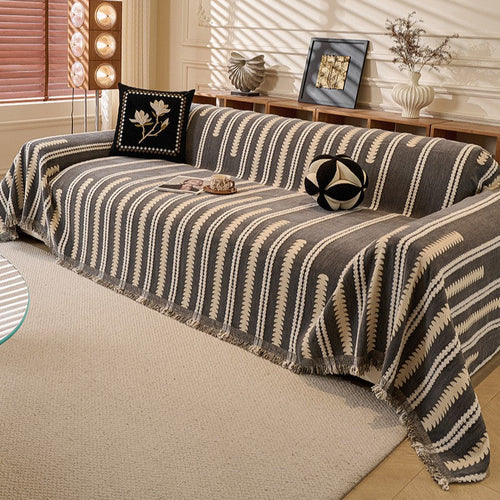 Chenille Sofa Cover with Tassels — Anti-Scratch