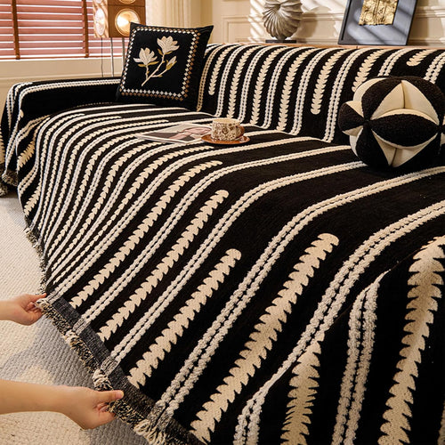 Black Elegance Chenille Sofa Cover : [EM-SC-47]
