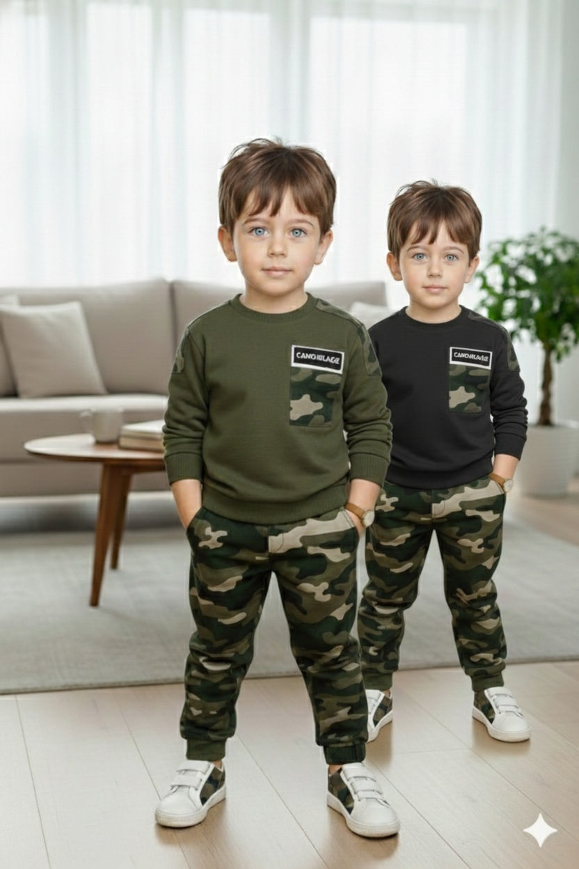 Junior Army Style Camouflage Co-Ord Set Pack of 2