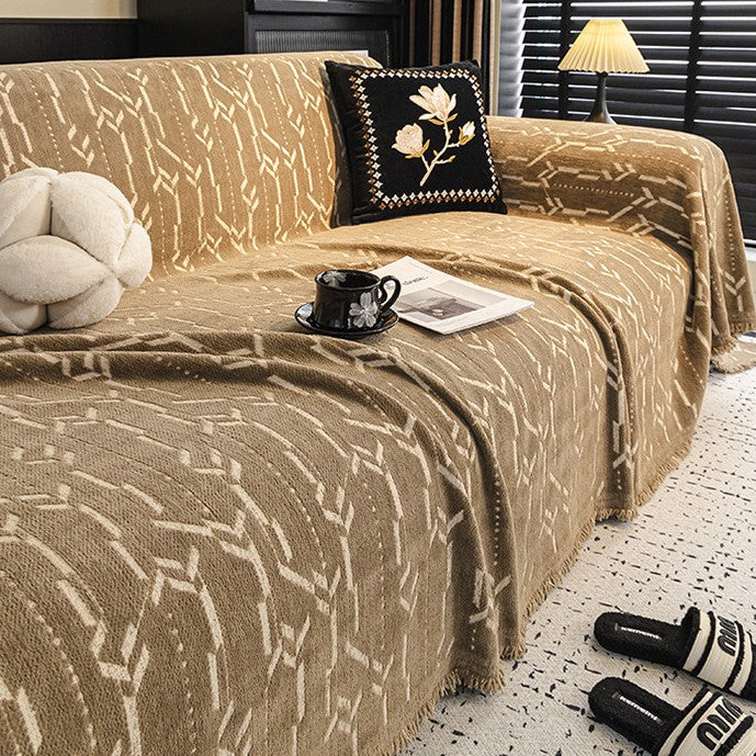 French-Style Chenille Sofa Cover — Khaki