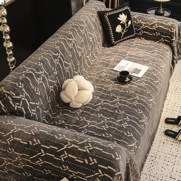 Grey Elegance Chenille Sofa Cover : [EM-SC-46]