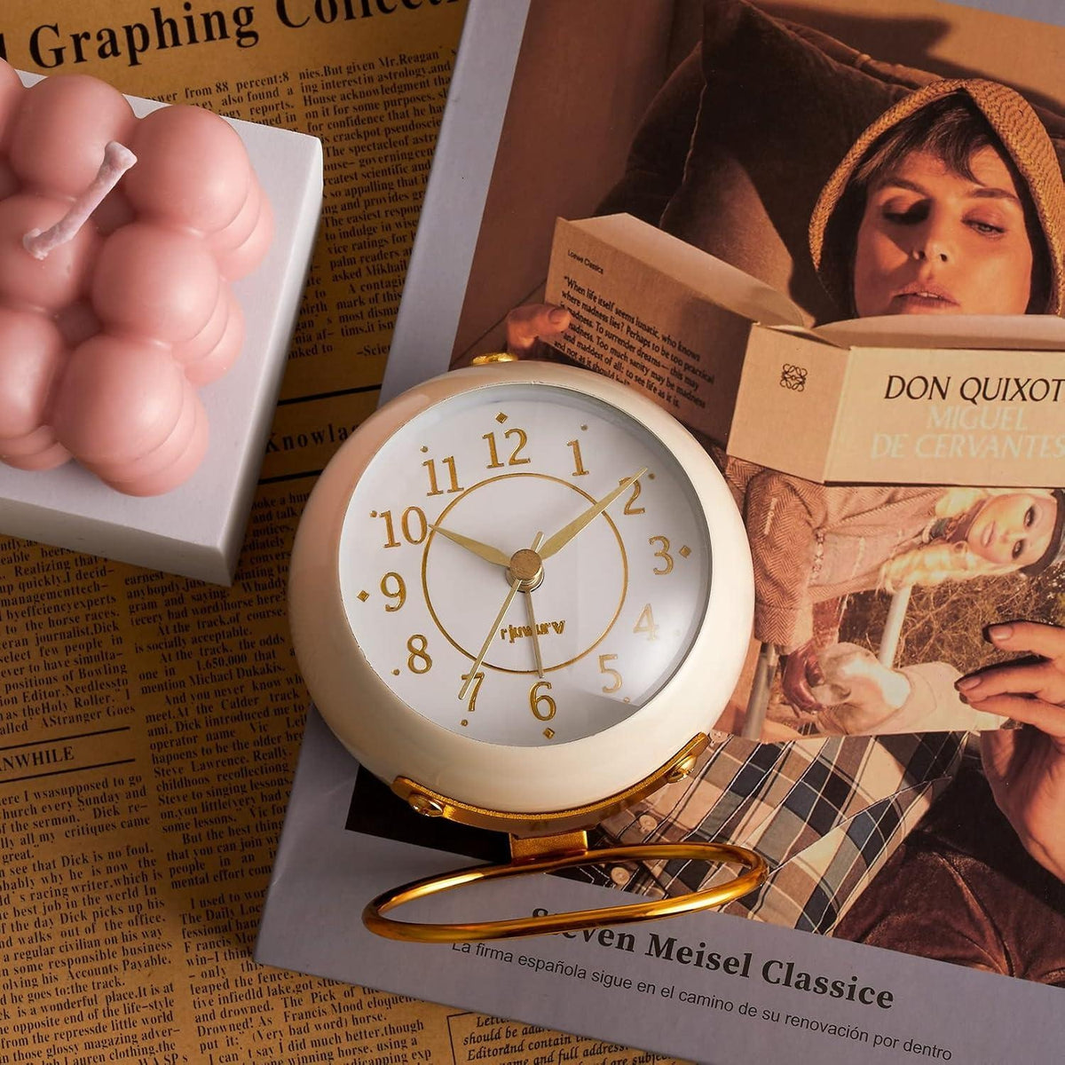 Retro Metal Desk Alarm Clock – Silent Non-Ticking