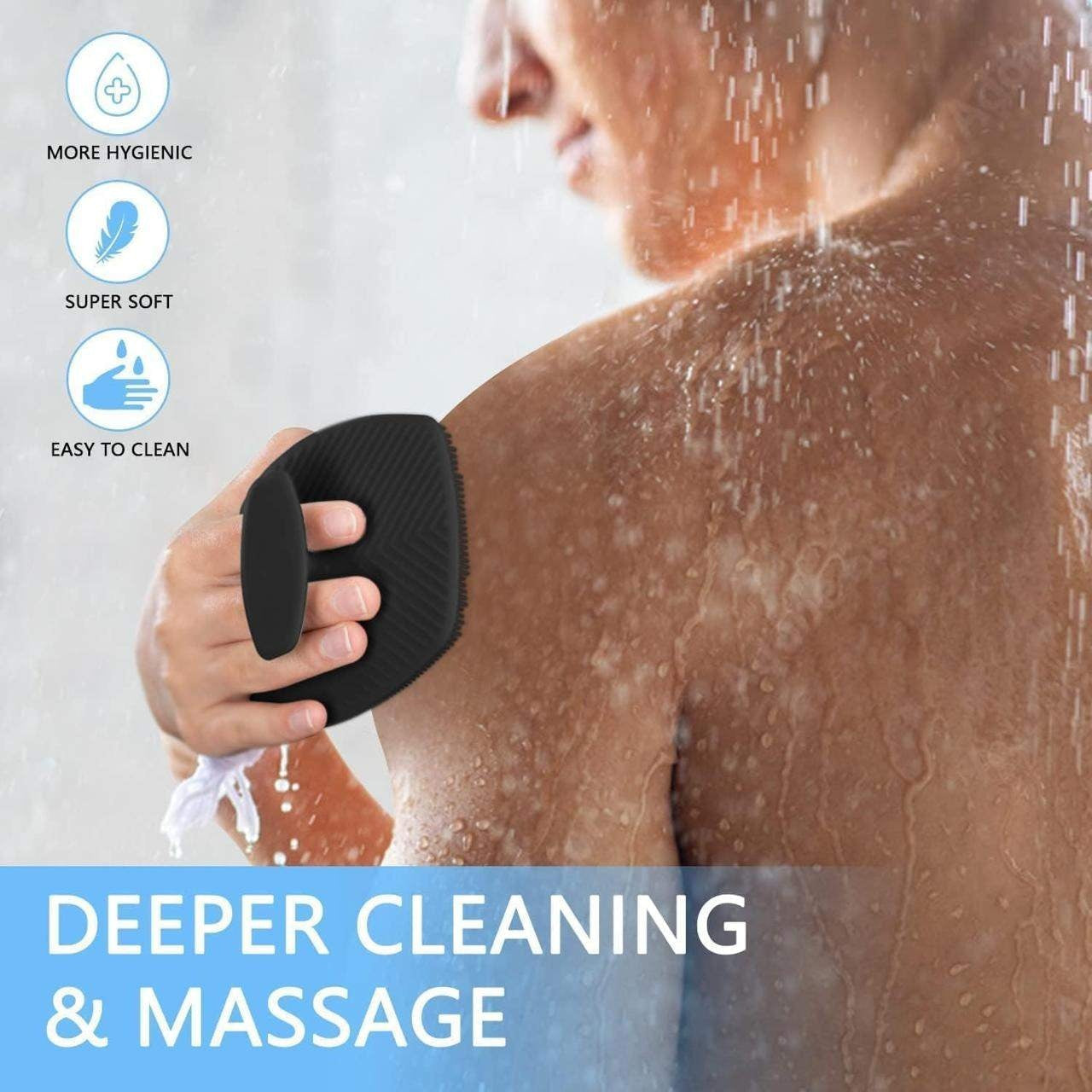 (Pack of 2) Silicone Body Scrubber & Exfoliating Bath Pad  | Anti-Slip Back Scrubber for Shower | Deep Cleansing & Massage Skin Brush