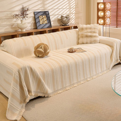 Beige Elegance Chenille Sofa Cover : [EM-SC-47]