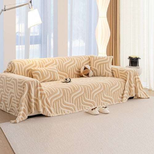 Khaki Elegance Chenille Sofa Cover : [EM-SC-39]