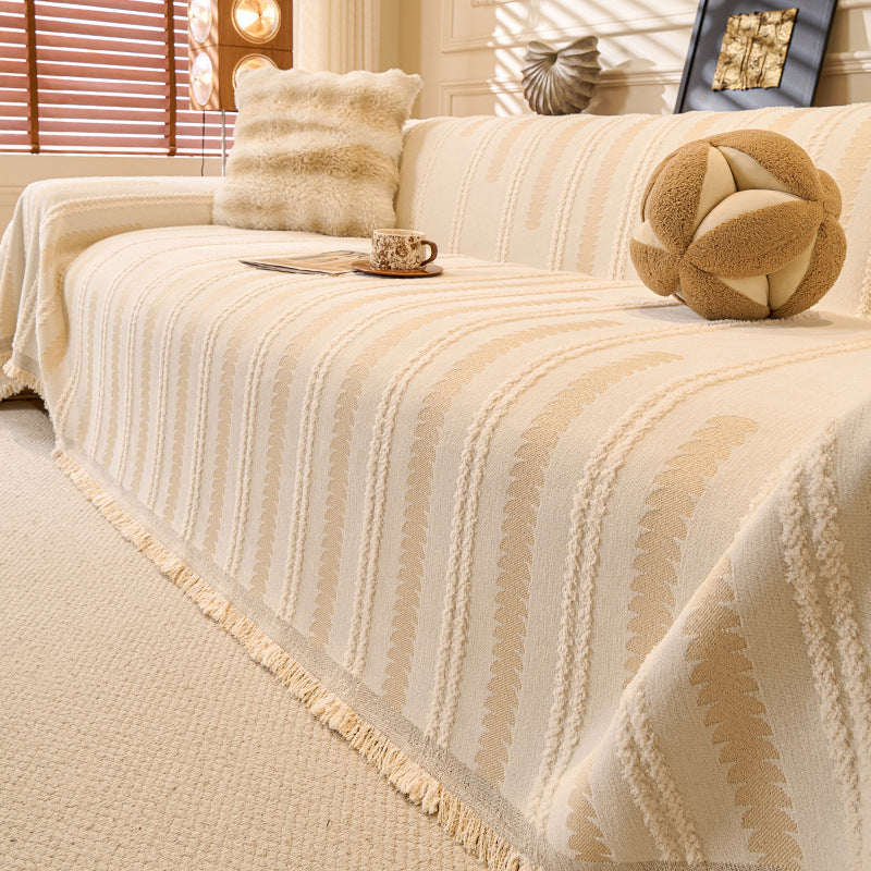Beige Elegance Chenille Sofa Cover : [EM-SC-47]